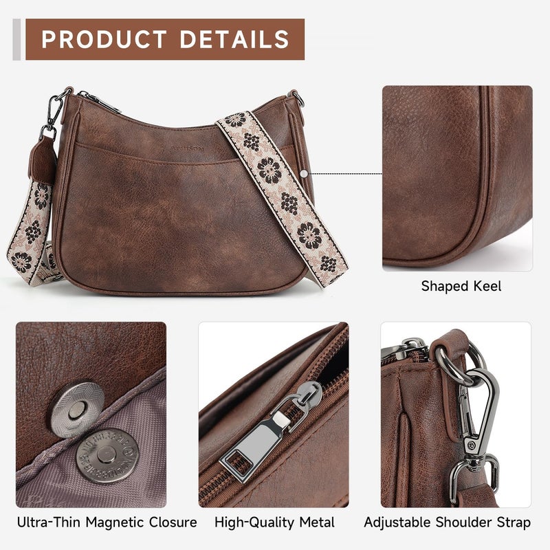 APHISON Trendy Leather Crossbody Purse with Adjustable Strap, Women's Shoulder Handbag - Image 4